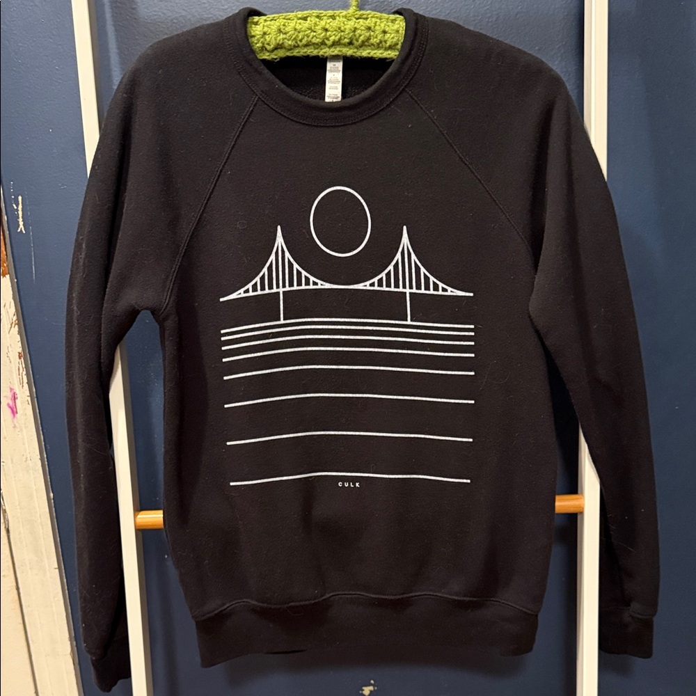 Black Graphic Crewneck Sweatshirt